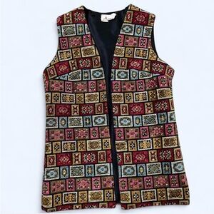 Vintage 60s 70s Hippie Tapestry Vest Boho Aladdin Style Festival Waistcoat Retro